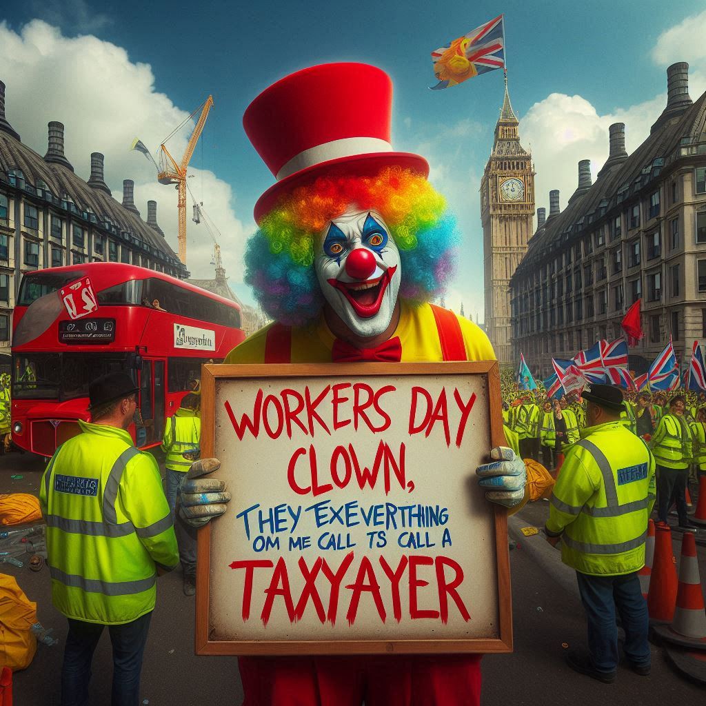 Worker's Day clown, they took everything from me and call me a taxpayer (2)