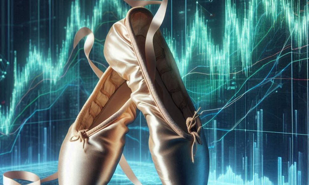 Uma imagem conceitual e artística que mostre um par de sapatilhas de ponta de ballet clássico, usad